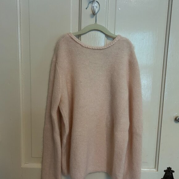 Sezane Cream Light Pink V-Neck Sweater - Picture 6 of 7